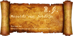 Mozolányi Jolán névjegykártya